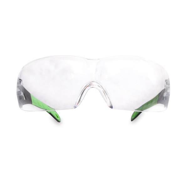 ANSI Z87.1 and CE EN166 certified safety glasses with anti-fog and anti-scratch coating, wide lens design for clear unobstructed vision.