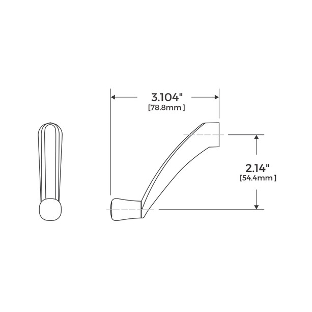 Technical image of Truth, AmesburyTruth 11454 window operator contour handle, window crank handle.