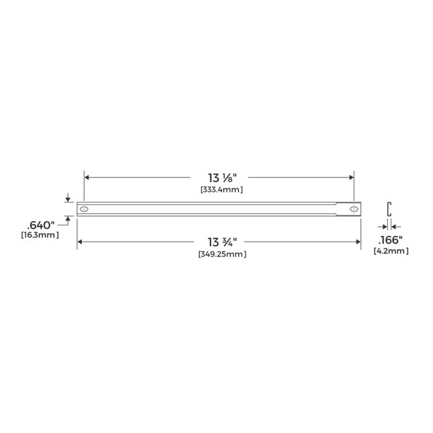 Technical image, drawing, dimensions, sizes, specifications of Truth, AmesburyTruth window operator, crank track, Part # 30175, stainless steel.