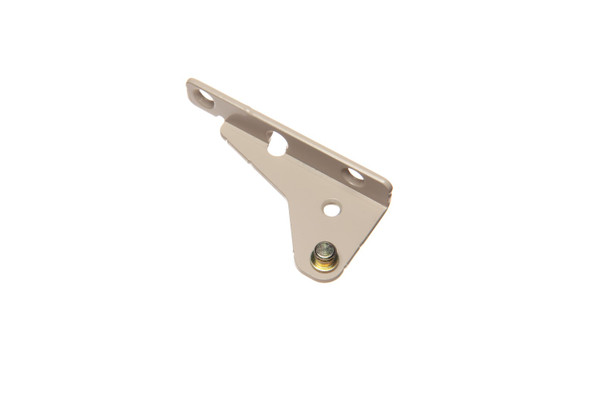 Truth 14690 left-hand casement operator snap stud bracket, E-Gard coated, with three screw holes and the stud at one corner.