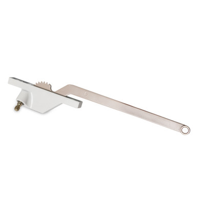 Truth 23.00 left hand single arm casement window operator with 9.5-inch link arm, rear-mount version, commercial-grade design.