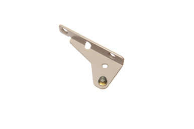 Truth 14690 left-hand casement operator snap stud bracket, E-Gard coated, with three screw holes and the stud at one corner.