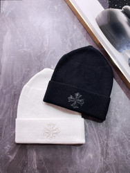 Chrome Hearts Croix Cross leather dark tie cold hat woolen hat