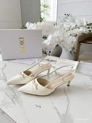 Dior Ivory Leather Slingback High Heels
