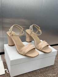 Dior Beige Calfskin Heel Embroidery