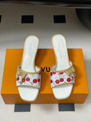 Louis Vuitton high heel slippers WHITE