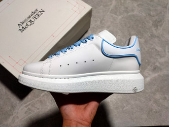 ALEXANDER MCQUEEN SOLE LEATHER SNEAKERS WHITE/WHITE/LIGHT BLUE]