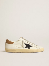 GOLDEN GOOSE Super-Star with blue canvas star and tobacco leather heel tab | 213 GOLDEN GOOSE Super-Star with blue canvas star and tobacco leather heel tab | 213