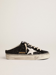 GOLDEN GOOSE Super-Star Sabots in black glitter with white bio-based star | 922