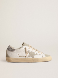 GOLDEN GOOSE Women's Super-Star with gray star and silver glitter heel tab | 374