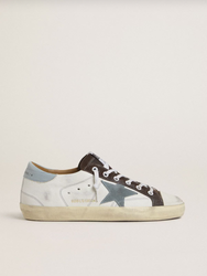 GOLDEN GOOSE Women’s Super-Star LTD with light blue suede star and light blue canvas heel tab | 607