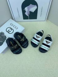 KIDS SNEAKER 2025 Kids PRADA Black White Leather Sandal KIDS SNEAKER 2025 Kids PRADA Black White Leather Sandal