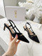 Dior Black Fabric Slingback Kitten Heel