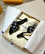 Louis Vuitton Black White Embroidered Leather High Heel