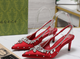 GUCCI STONES HEEL RED