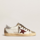 GOLDEN GOOSE Super-Star with burgundy glitter star and silver heel tab | 539