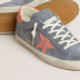 GOLDEN GOOSE Women's Super Star in blue nubuck with pink suede star and heel tab | 716