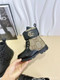 KIDS SNEAKER 2024 Kids Gucci Brown Black Canvas Leather Boots