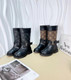 KIDS SNEAKER 2024 Kids Louis Vuitton Black Brown Leather Boots