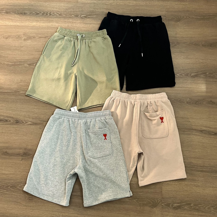 Ami Paris shorts in four colorways: khaki, black, grey and beige