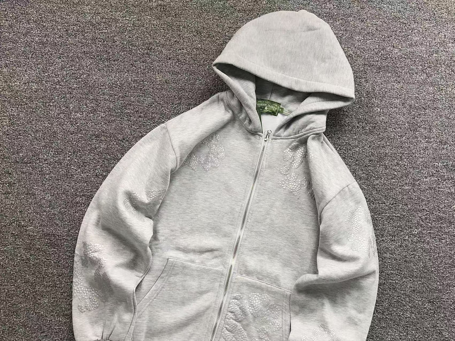 DENIM TEARS HOODIE GRAY ZIPPER