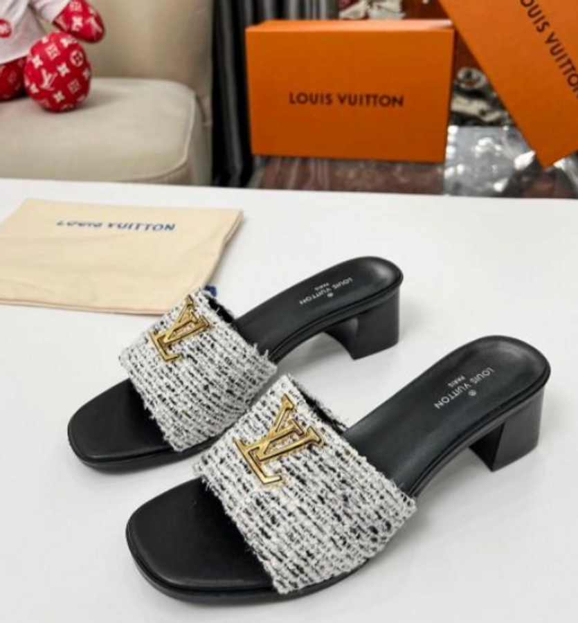 Louis Vuitton Black White Tweed Heels