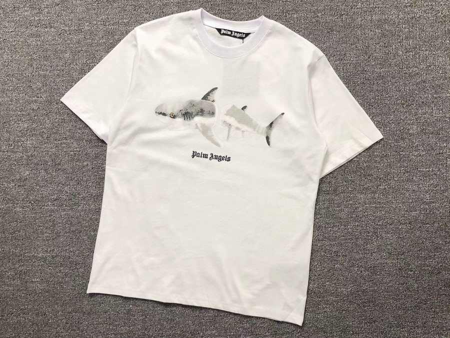 PALM ANGELS WHITE SHIRT SHARK