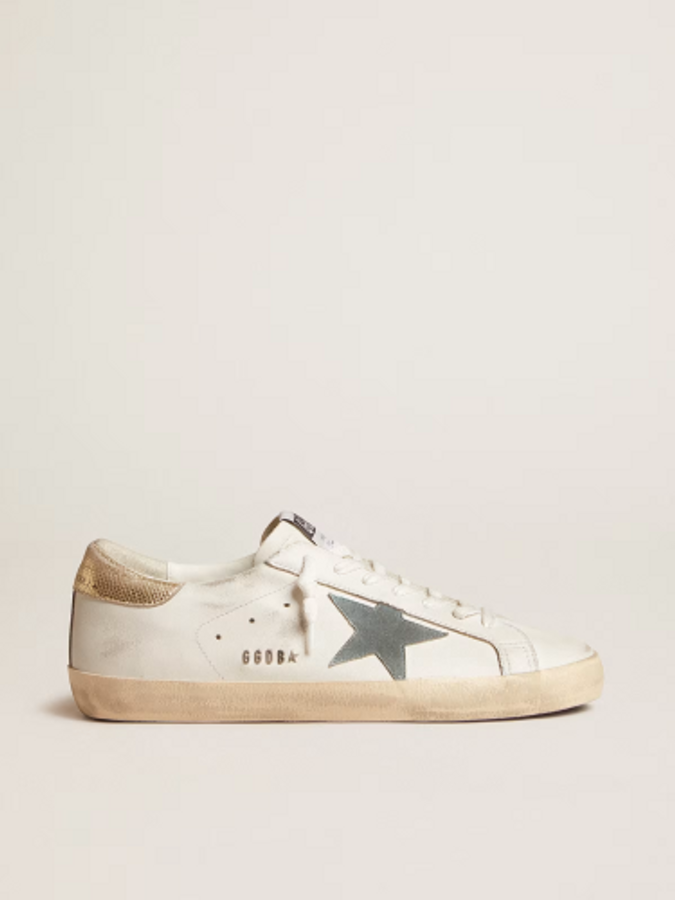 GOLDEN GOOSE Super-Star with suede star and platinum snake-print leather heel tab | 217
