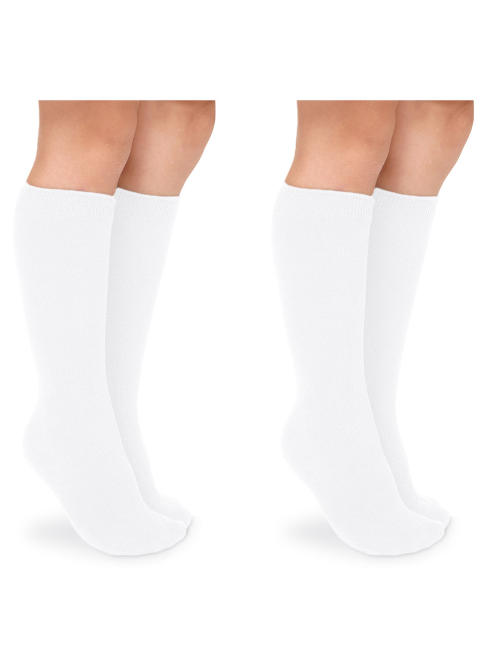 Jefferies Socks Knee High 2 Pairs Socks 1600 in White - SnapdragonsBaby