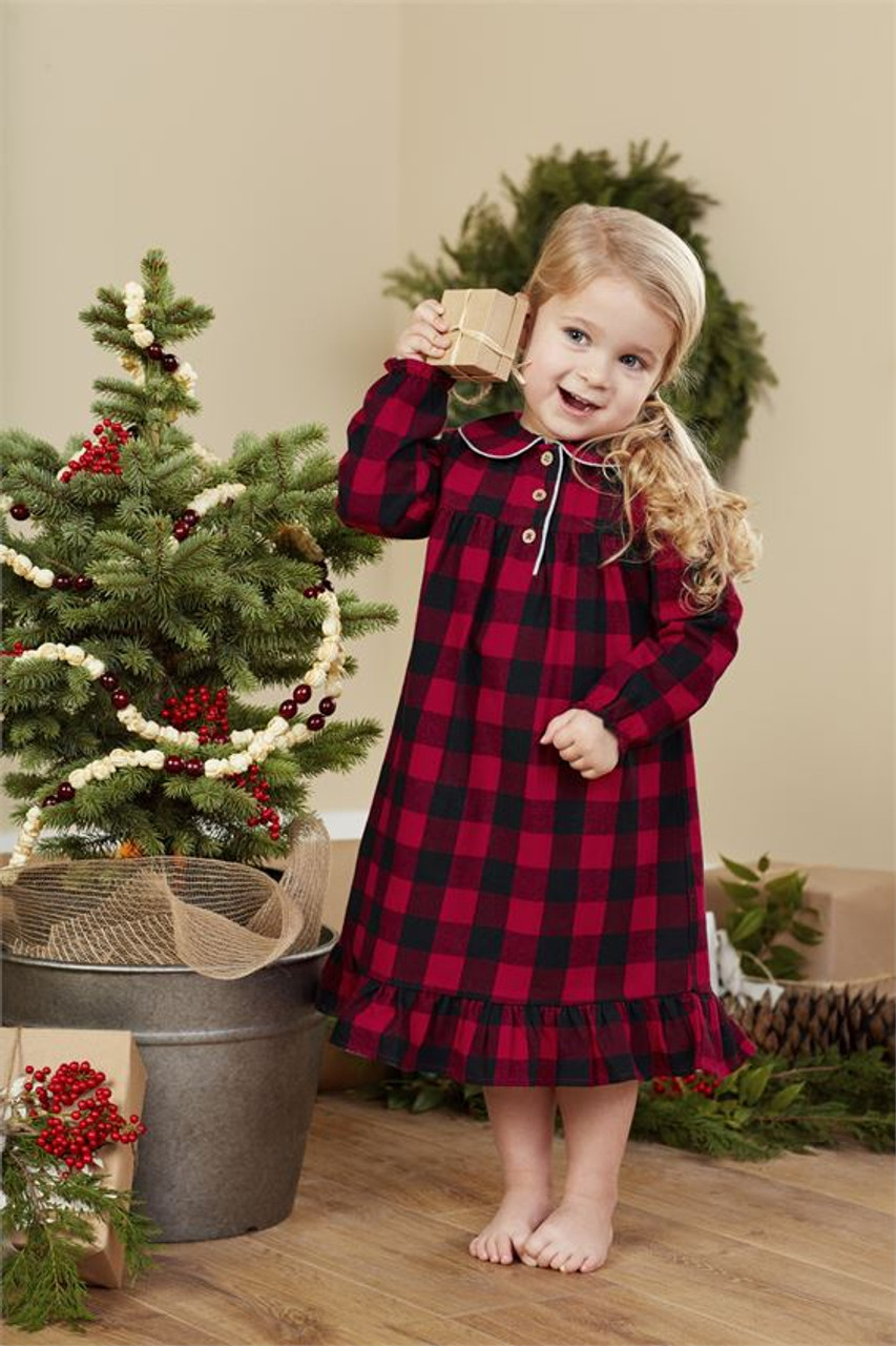 Mud Pie Red Buffalo Check Flannel Christmas Holiday Nightgown