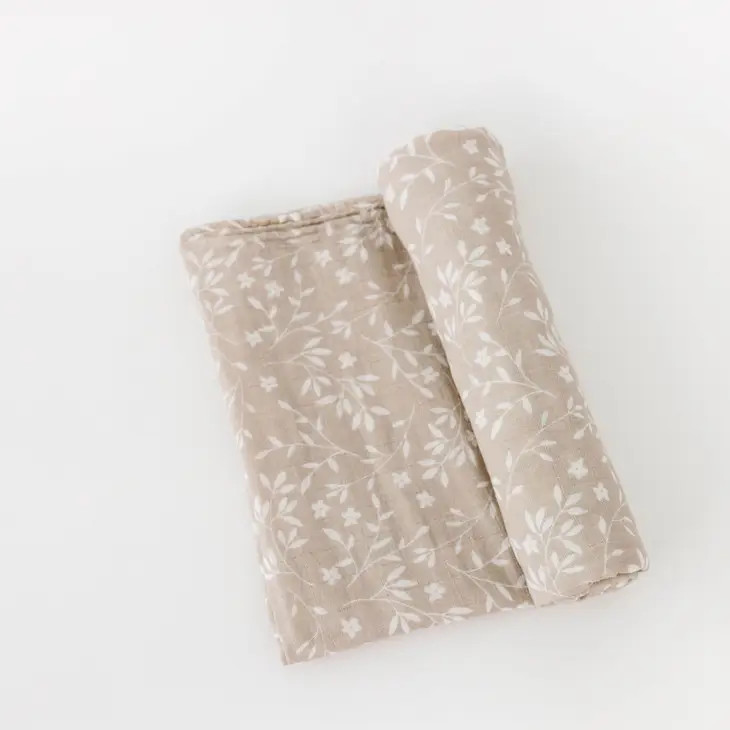 Love & Wild Organic Muslin Swaddle Blanket Vines