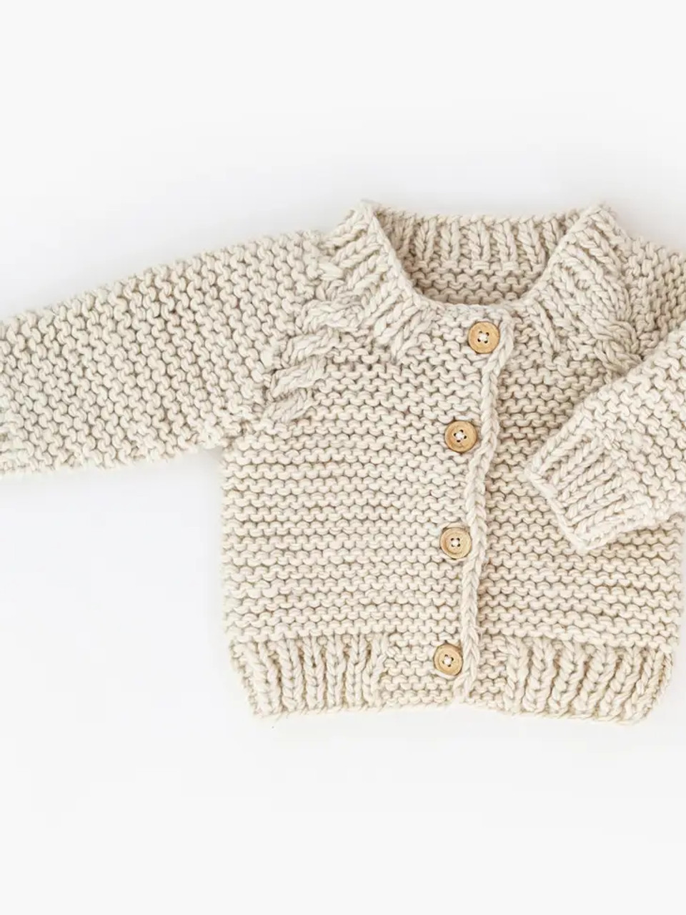 Huggalugs Natural Garter Stitch Cardigan Sweater