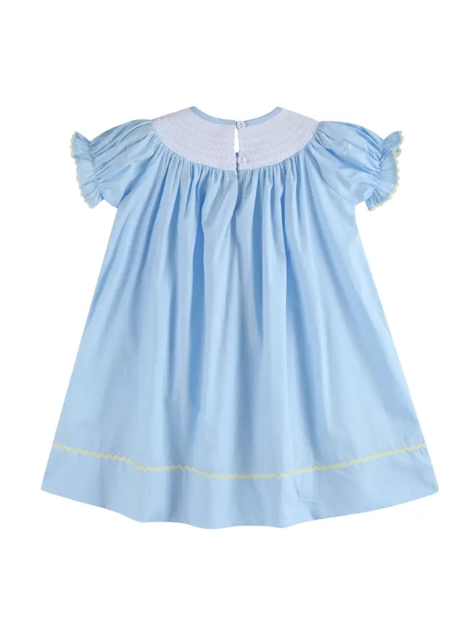 Lil Cactus Light Blue Easter Smocked Bishop Dress