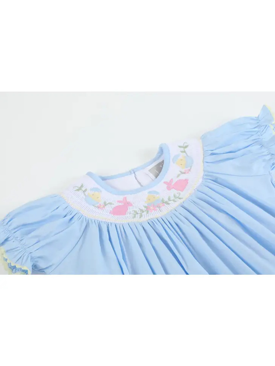 Lil Cactus Light Blue Easter Smocked Bishop Dress