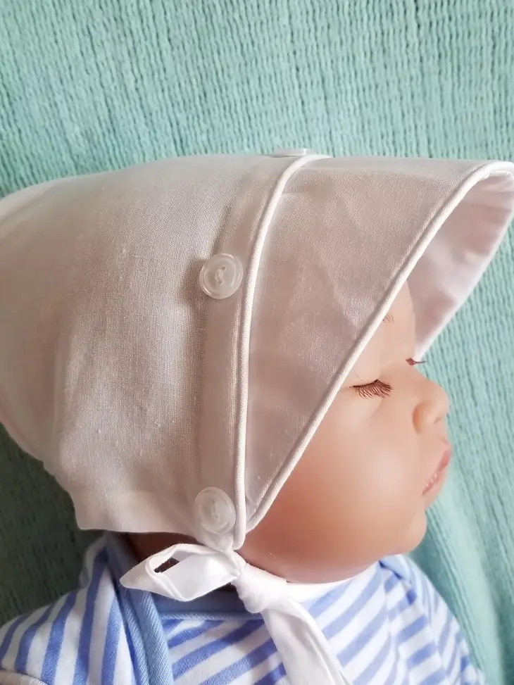 Huggalugs Boys Solid White Bonnet SnapdragonsBaby