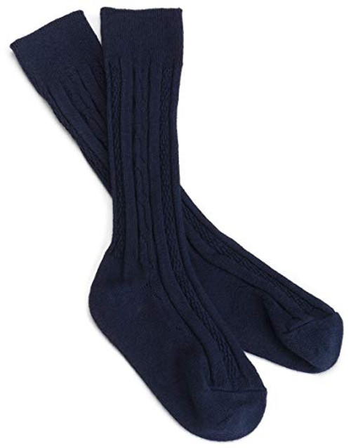 Jefferies Socks NAVY Classic Cable Knee Socks 1625