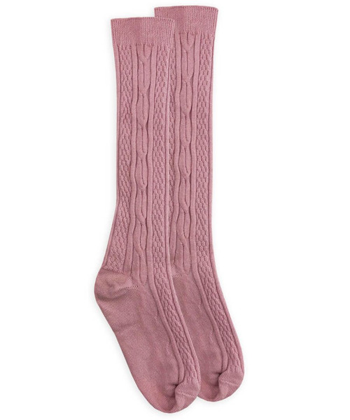 Jefferies Socks Fashion Cable Knee Socks in Mauve 1625