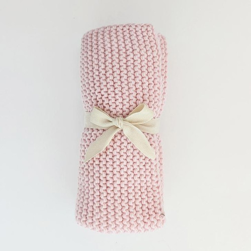 Huggalugs Blush Pink Garter Stitch Knit Blanket 