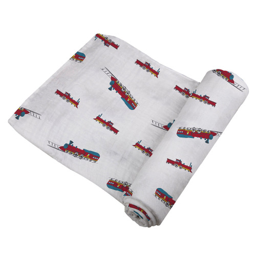 Newcastle Classics Vintage Steam Trains Bamboo Swaddle Blanket Newcastle Classics Vintage Steam Trains Bamboo Swaddle Blanket
