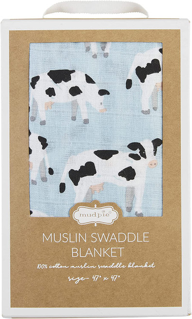 Mud Pie Cow Print Muslin Swaddle Blanket