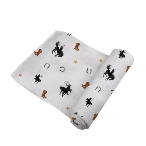 Newcastle Classics Cowboys Print Bamboo Muslin Swaddle Blanket Newcastle Classics Cowboys Print Bamboo Muslin Swaddle Blanket