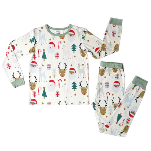Emerson & Friends Christmas Holiday Santa and Friends Bamboo Toddler 2 Piece Pajamas