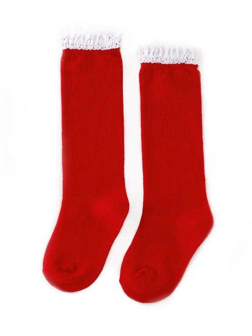 Little Stocking Co Santa Baby Lace Top Knee Highs Socks