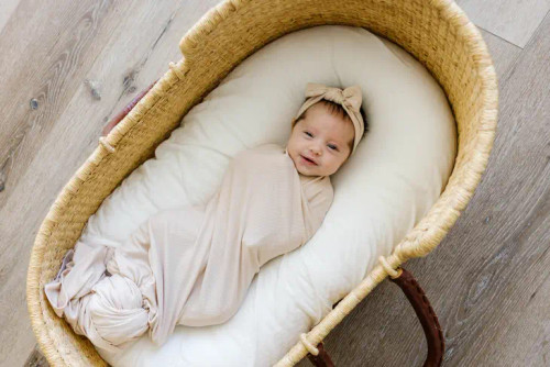 Love + Wild Bamboo Swaddle Blanket -- Tan Ribbed