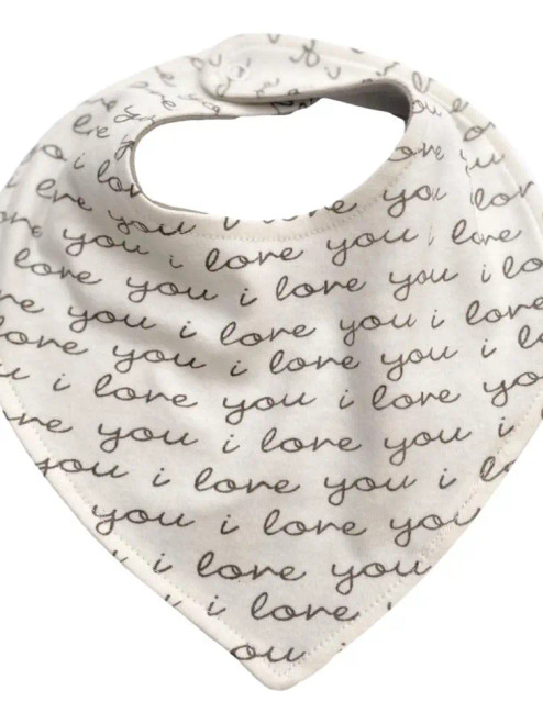 Cat & Dogma I Love You Organic Bandana Baby Bib