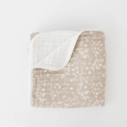 Love & Wild Organic Muslin Cotton Baby Blanket Quilt -- Vines
