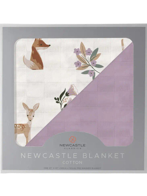 Newcastle Classics Sierra Fox and Deer and Orchid Lavender Cotton Newcastle Blanket