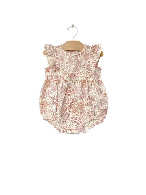 City Mouse Studio Flutter Sleeve Romper -- Pastel Gardens