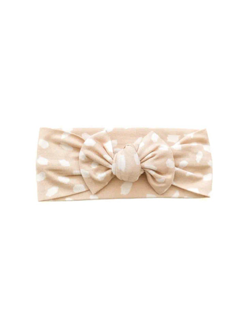 Harp Angel Boutique Sand and White Spotted Bow Headband