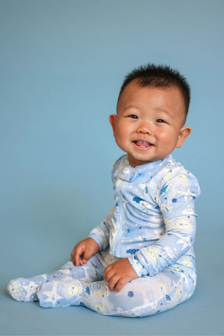 Bird & Bean Modal Zip Footie Romper -- Love You to the Moon